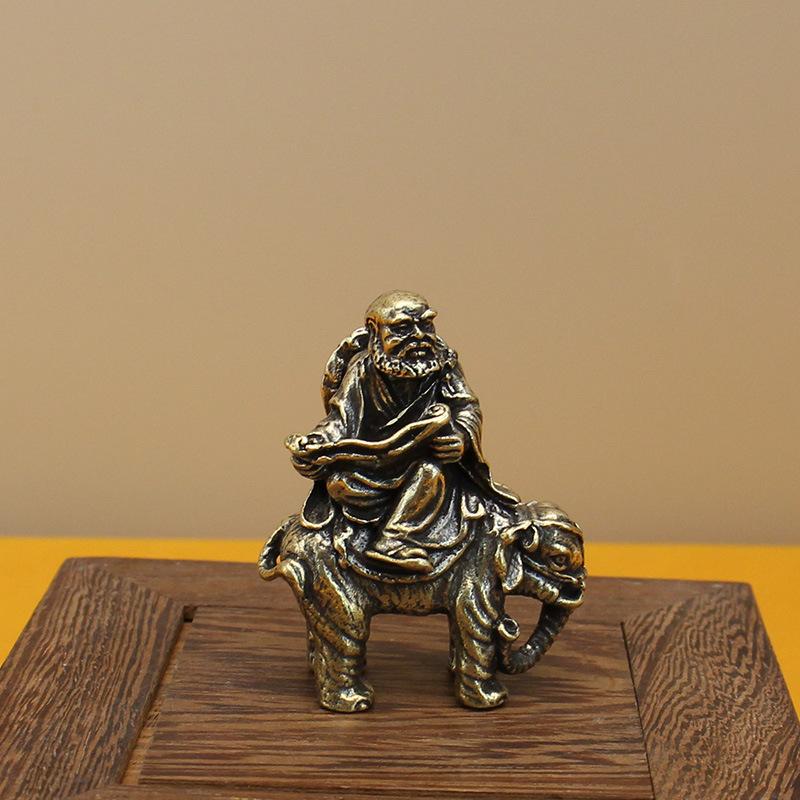 All Brass Eighteen Arhat Ornaments Collection Antique Retro Dragon and Tiger Tabletop Copper Ornaments Solid Mini Copper Man
