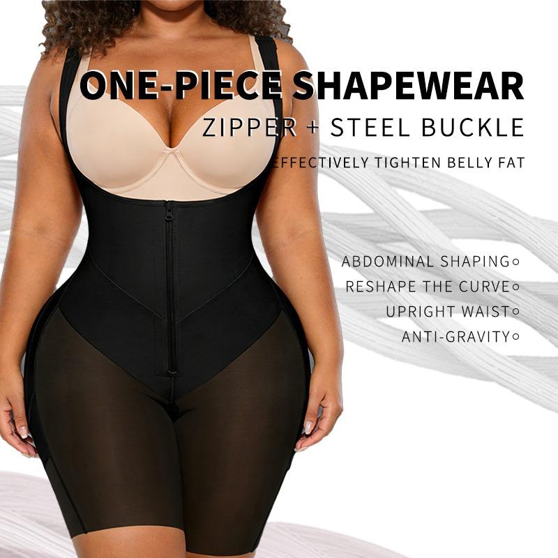 Women Thin Zip Up Tummy Control Waist Shaping Hip Lifting Bodysuit Shapewear