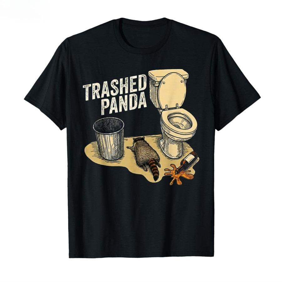 TrasheD Panda Toilet Raccoon Funny Graphic T-shirt M