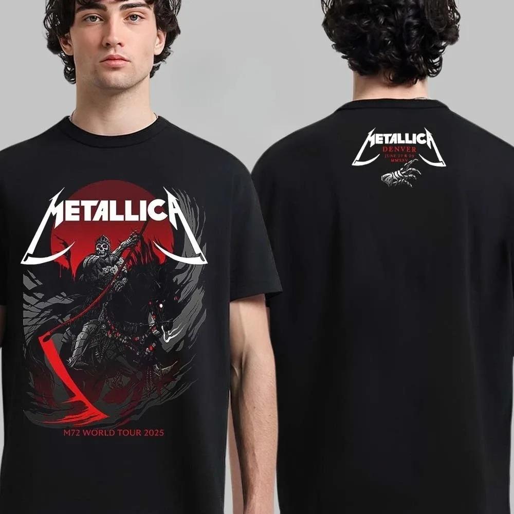 Heavy Metal Band Merallica Global Tour Mercah T-shirt Men Women Oversized Loose Casual Tees Streetwear Harajuku Fashion Cotton Top