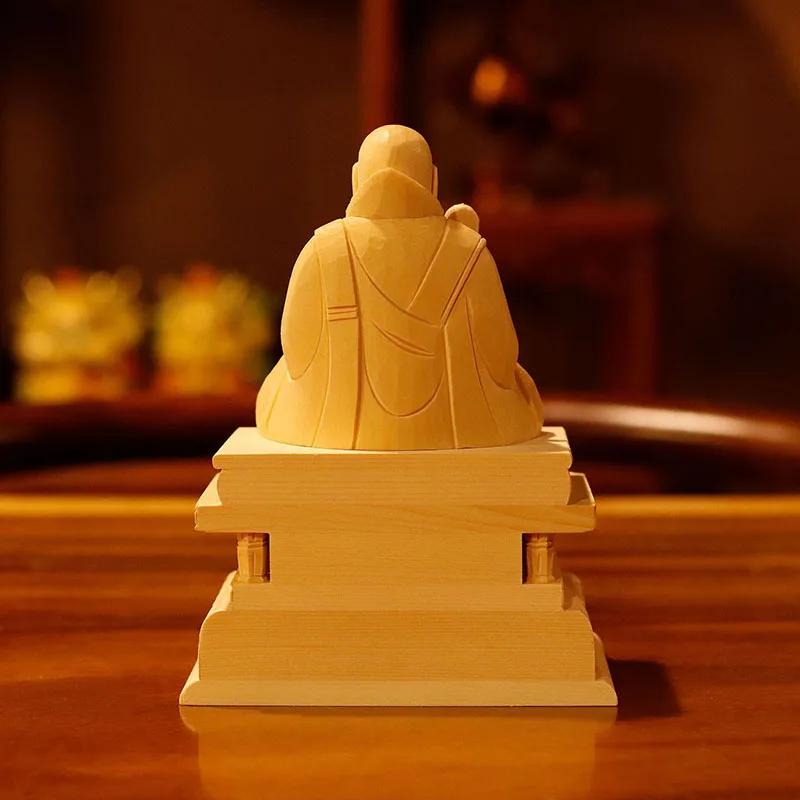 Cypress Statue Buddha Statue Crafts Nichiren Wooden Cypress Crafts Home Car Decoration Handmade Gifts