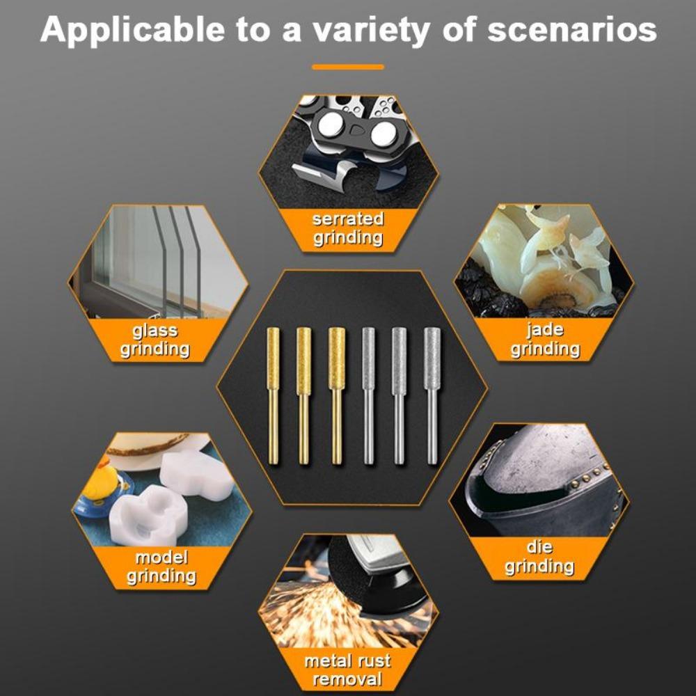 6 Teile/satz Diamant Beschichtet Zylindrischen Grat 4/4,8/5,5 Mm Kettensäge Mühle Stein Beständig Kettensäge Schleifen Carving schleifen Werkzeuge