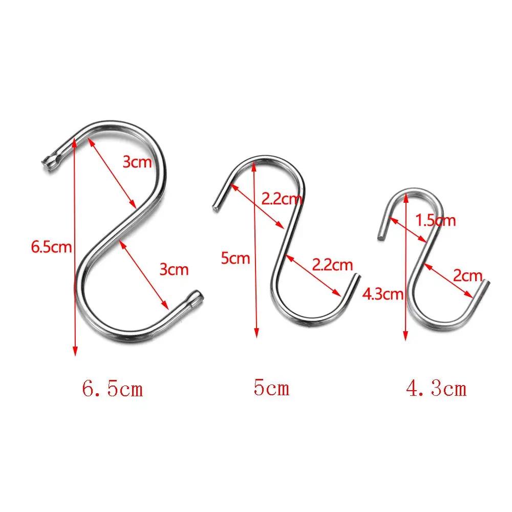 5/10/20pcs Home Kitchen Holder Stainless Steel Storage Rack Hanger S Shaped Hook Clasps Hooks