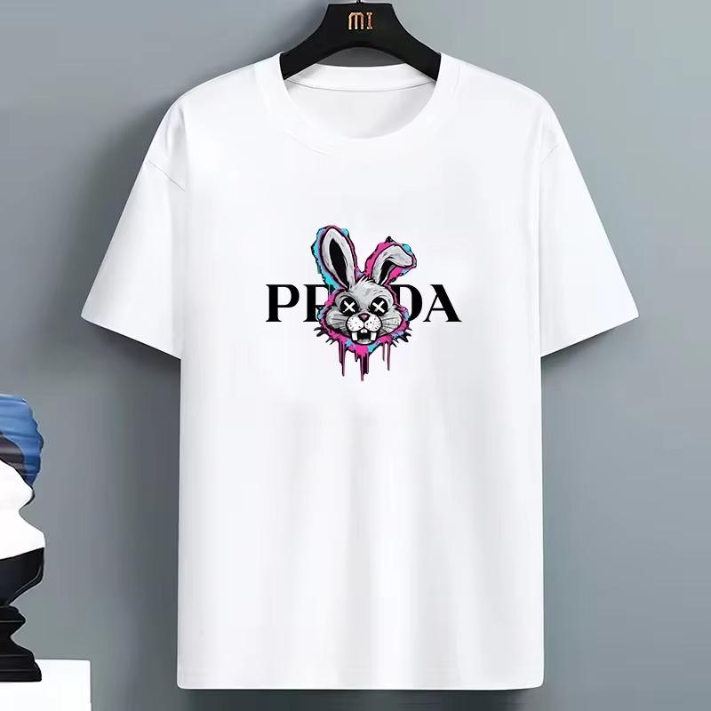 2025 Summer Womens Tshirt High Quality Cotton Rabbit Printed Loose Oneck Men Short Sleeve Casual for Male Tshirt Top Tee