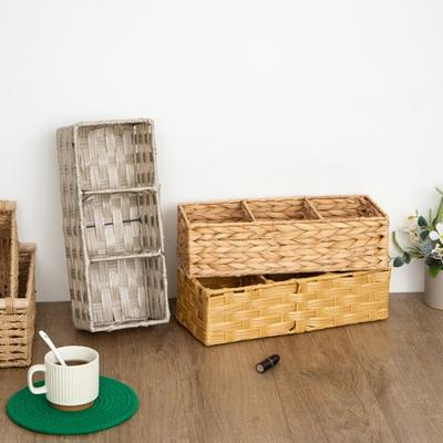 Panier de rangement tissé polyvalent Grande capacité Organisateur de bureau Boîte de rangement Maison Chambre à coucher