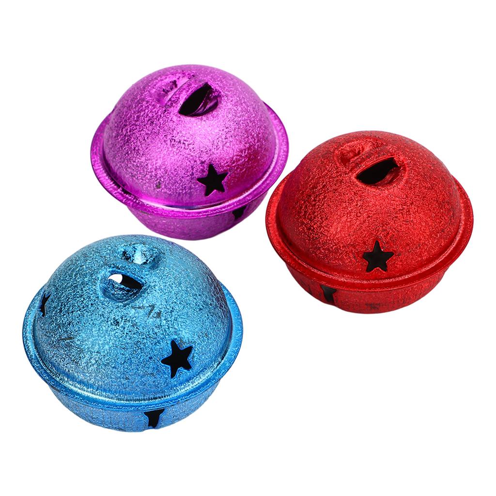 15pcs Jingle Bells Colorful 40mm Iron Material Painted Hollow Pentagram DIY Matte Craft Bells for Jewelry Pendants