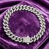 Trendy European & American Zircon Rhombus Arc Bracelet Necklace - 316 Stainless Steel Hip Hop Cuban Link