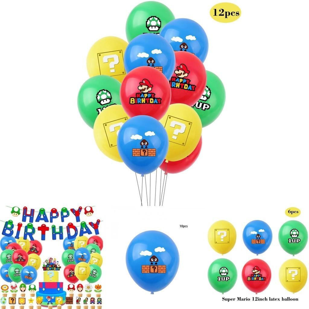 Super Mario Happy Birthday Party Decor Supplies Banner Balloon Cake Topper