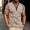 Fashion Men's Short-sleeved Henley Shirt New Men's Round Neck T-shirt Colour Blocking Body Shirt Tops