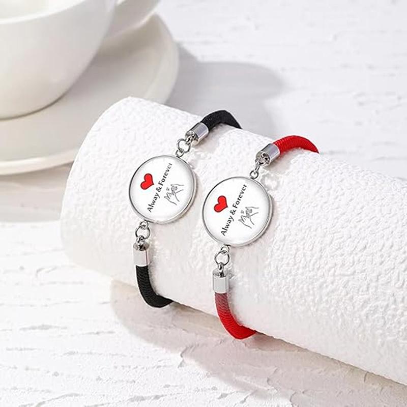 2 Pcs/Set Stainless Steel Couples Bracelet For Women Lover Luminous Sun Moon Rope Charm Friendship Valentine'S Day Jewelry Gift