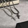 Cool Punk Sword Cross Pendant Necklace for Men Stainless Steel Twist Chain Necklace Fashion Casual Style Jewelry