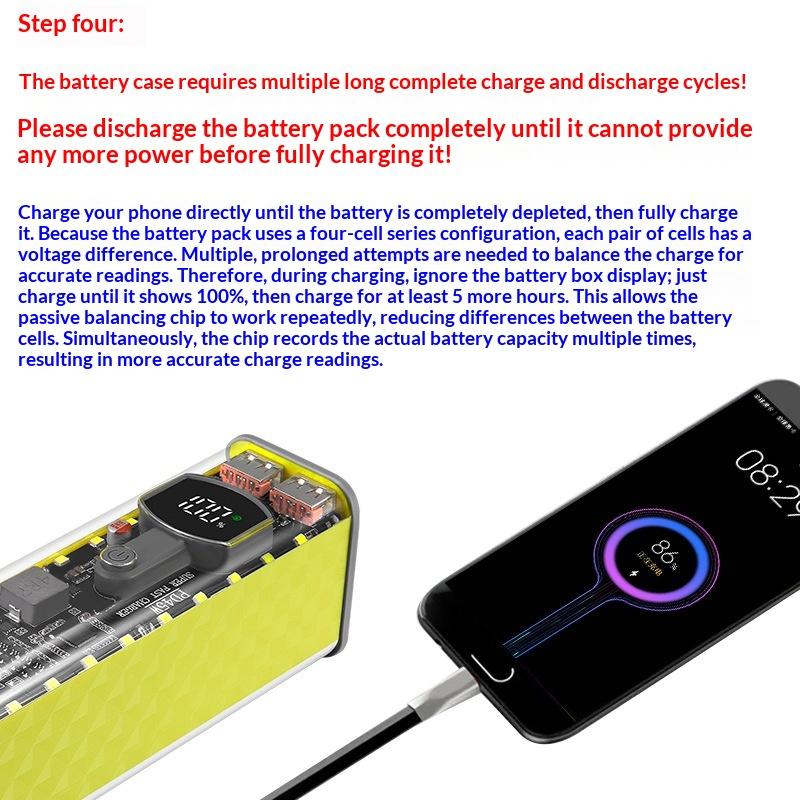 18650 Battery Storage Box 8 Cell PD 45W Fast Charging Power Bank Case DIY Rechargeable Kit for Camping Business Trips