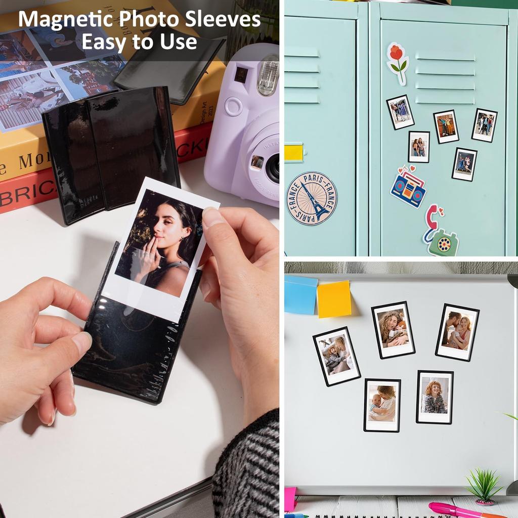 HIYQIN Fuji Instax Mini 41 Camera Case with Magnetic Photo Frame, Protective Cover, and Carrying Bag with Shoulder Strap - Black