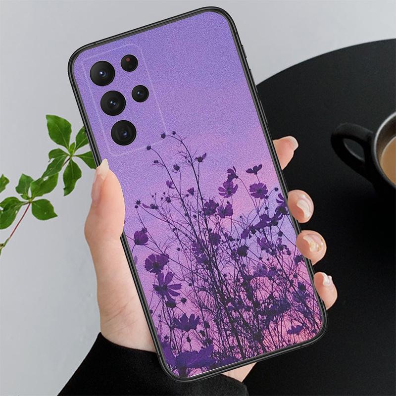 Purple Flower Phone Case For Samsung A35 A55 A54 A15 A25 A05s A05 A22 A24 A52 A33 A34 M34 M14 M54 M23