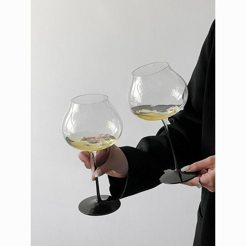 Lusso Francese Stelo Nero Ampia Coppa Bicchiere da Champagne Cristallo Ultra Sottile Calice da Vino per Home Bar Set Vintage da Dessert Brindisi Festa