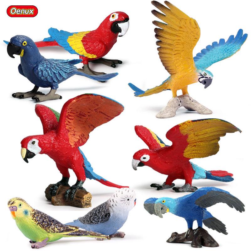 Realistic Bird Figurines Set: Eagle, Parrot, Peacock, Flamingo, and Owl