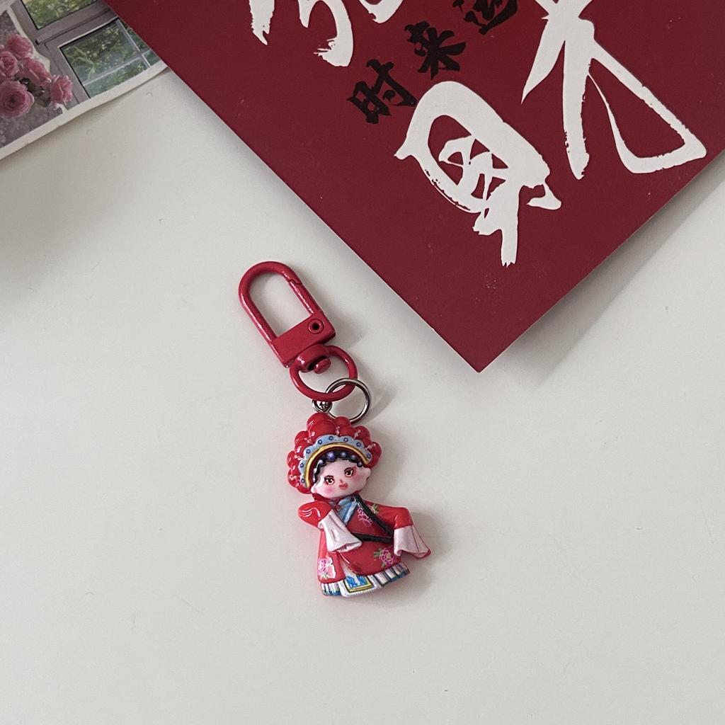 Guochao Chinese Opera Character Keychain: Trendy Cartoon Accessories Pendant for Couples & Besties