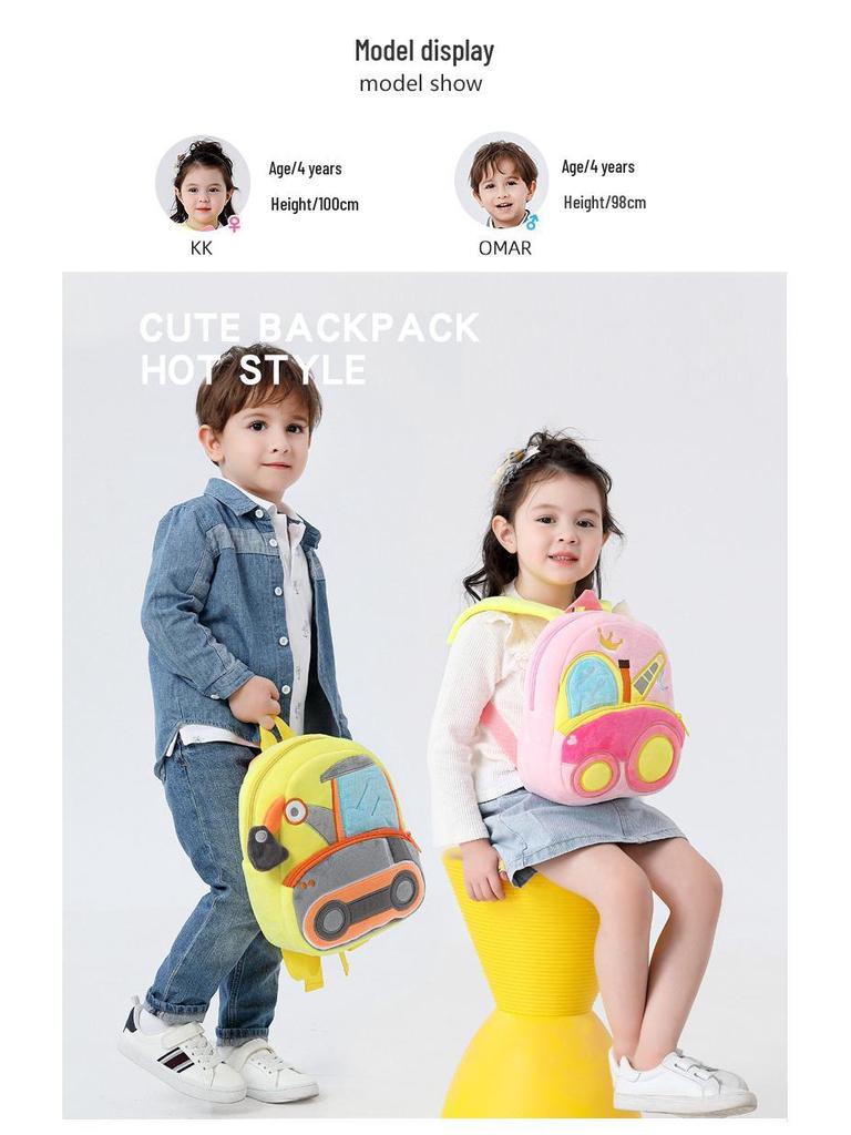 Cute Excavator Plush Backpack for Toddlers - Ideal for 2-4 Year Olds