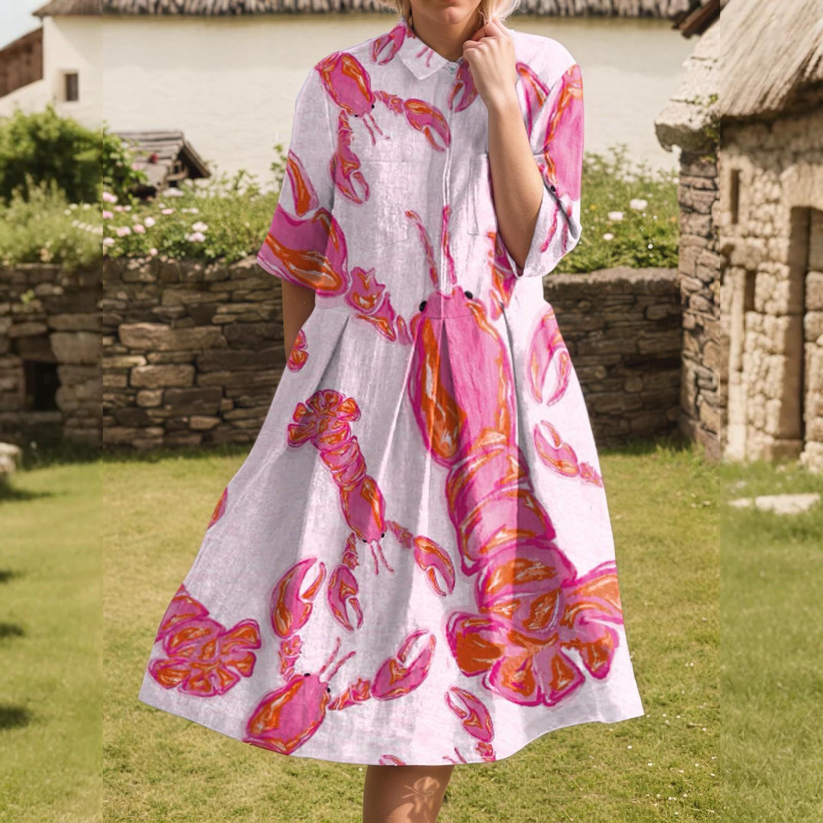 

Платье для женщин элегантное повседневное со сборками, с лацканами на пуговицах, с коротким рукавом, длиной до колена XL