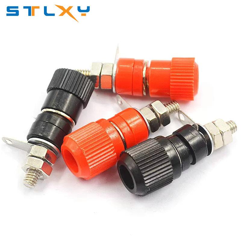 5PCS Terminal Blocks JS-910B 4mm Amplifier Terminal Connector Binding Post Banana Plug Jack Mount Black 5 Red 5