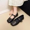 2025 New Mary Jane Shoes Female Genuine Leather Square Toe Flat Ballet Shoes Cowhide Ladies Shoes