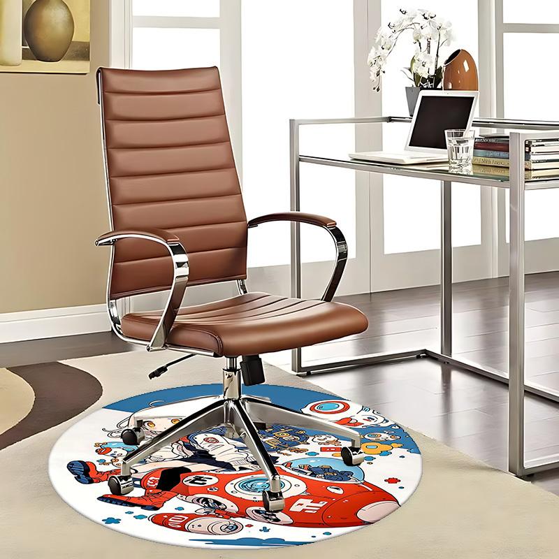 

1pc Anime Cartoon Design Round Carpet - Office Chair Mat with Cute Characters, Suitable for All Seasons, Perfect for Home Decor in Living Room, Bedroo 80cm by 80cm