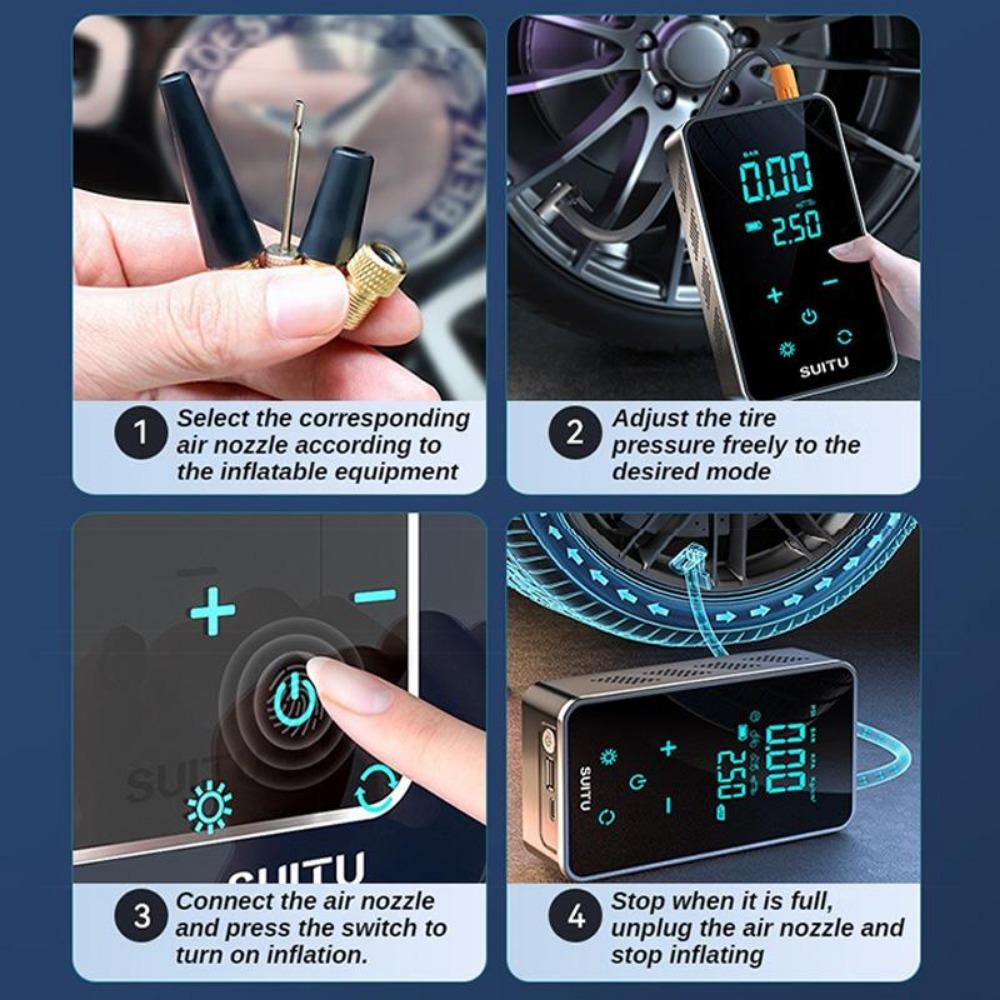 Auto Luftpumpe Notstart Stromversorgung Multifunktion 12V 4000mAh TYP-C Schnellladebuchse Auto Kabellose Tragbare Luftpumpe Elektrische Luftpumpe