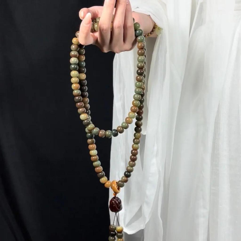 Peach Four Seasons Bodhi Root Double Circle Prayer Bracelet for Men and Women