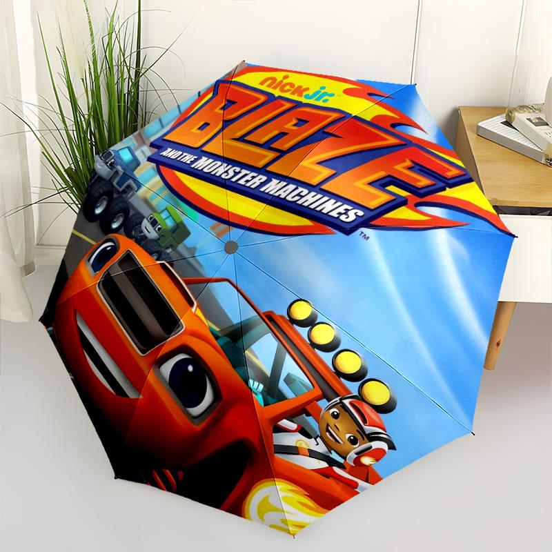 Monster Machines Fashionable Automatic Opening/Closing Folding Umbrella. Portable and Foldable, Ideal for Gift, Travel, and Daily Use.