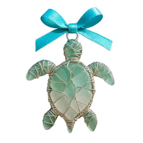 

Car Pendant Handcrafted Sea Glass Ornament Sea Turtle Octopus Seahorse Ocean Animal Design Ornament Beach Decor A