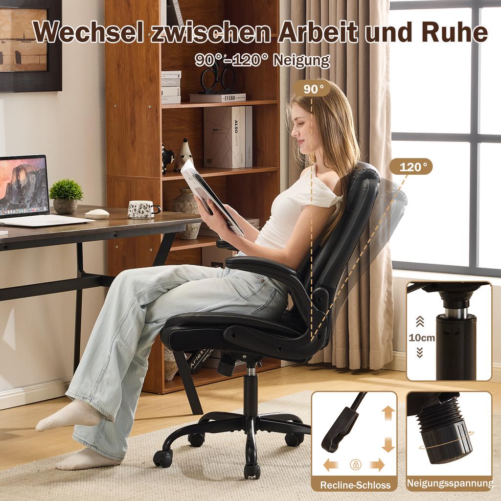 The leather department also fits work meals and baskets of the machines with wheels and padded back. Also small, swinging play chairs, black