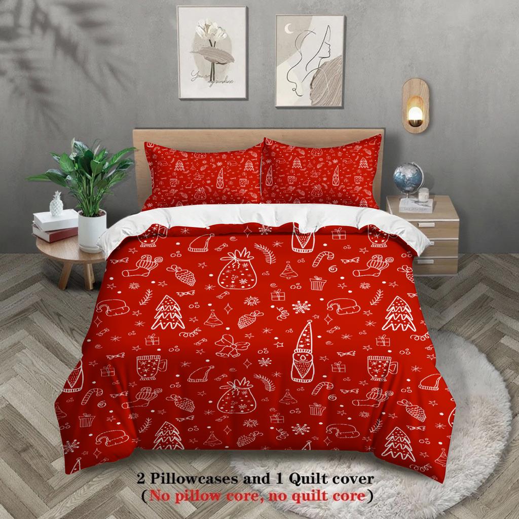 Merry Christmas Bedding Set Christmas Duvet Cover Set Single Twin Queen King Size No Filling Christmas Gift For Kids Girls