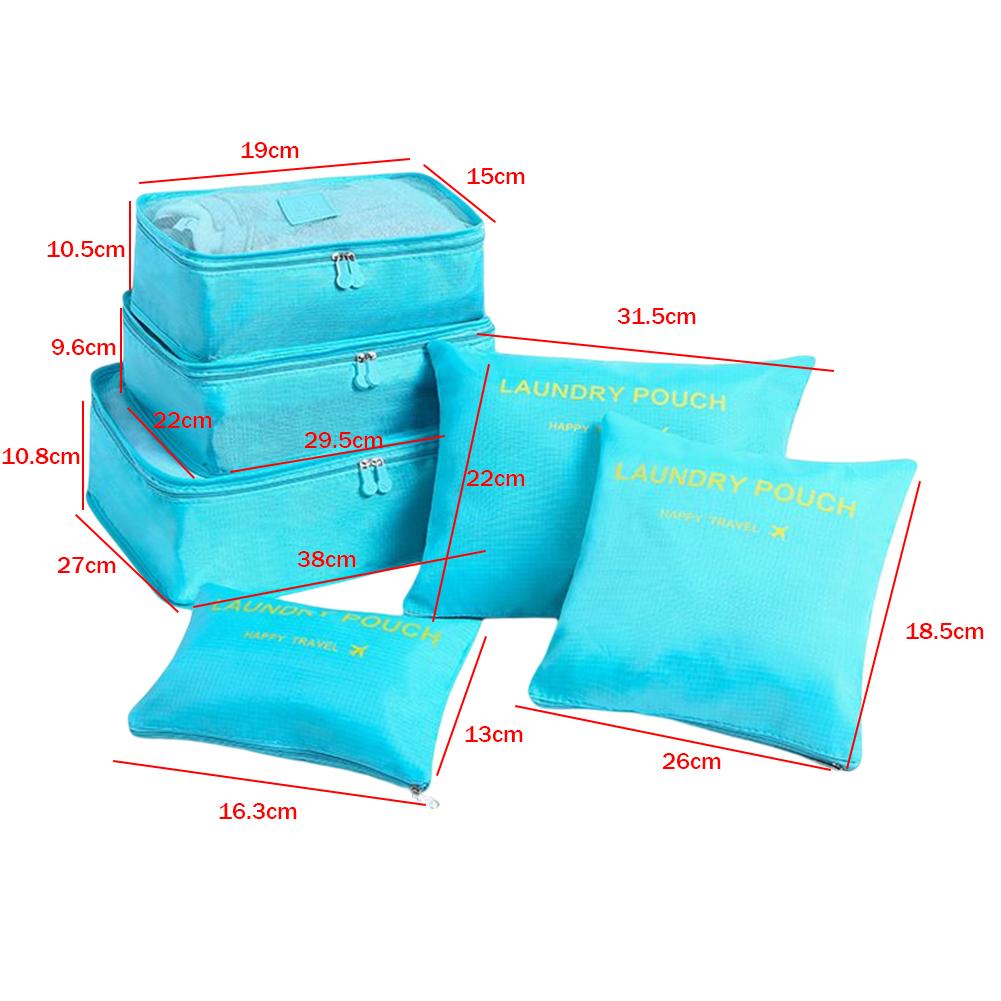 6pcs/set Suitcase Packing Set Thickening Classification Storage Bags Waterproof Space Saving for Family Vacation Skiing Camping
