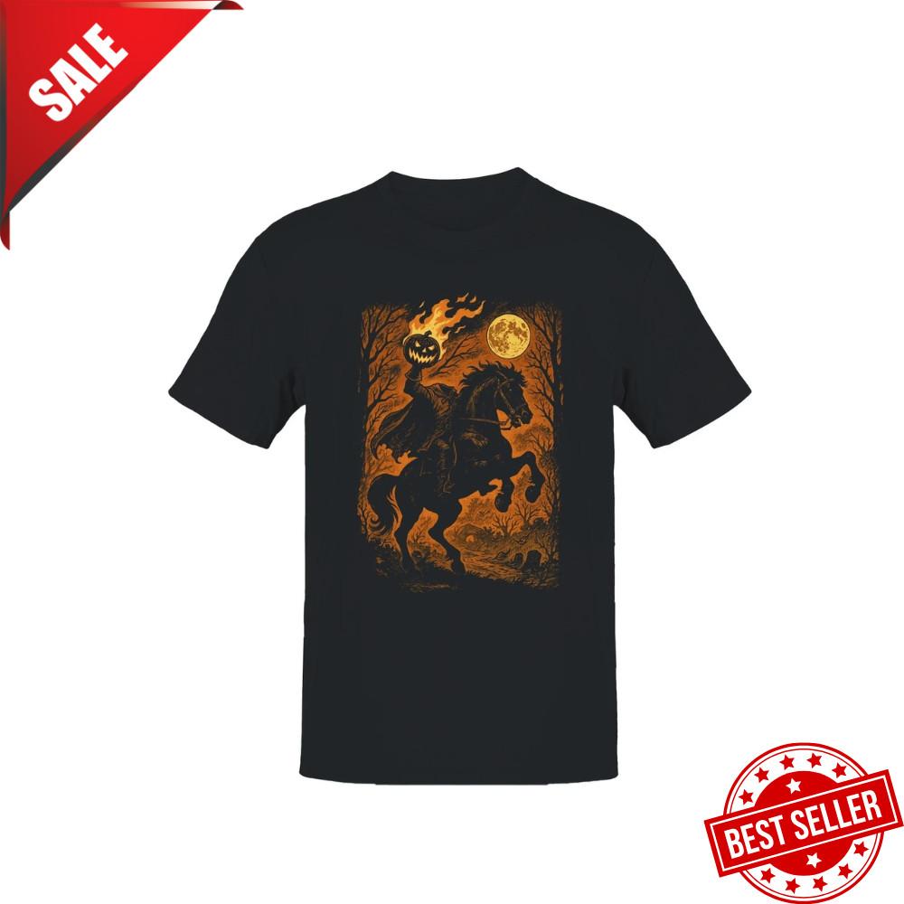 Headless Horseman Halloween Night Tee – Spooky Graphic Unisex T-Shirt for Party Unisex T-Shirt XXXL