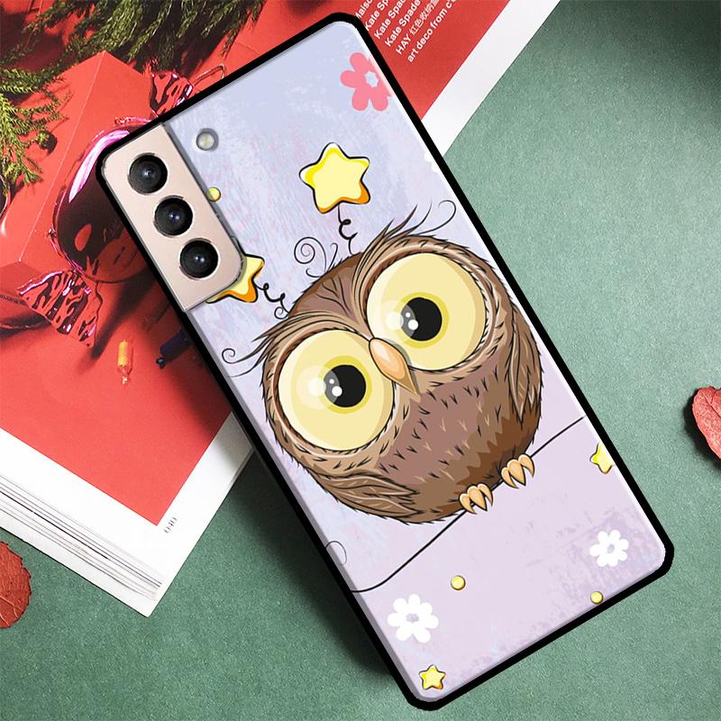 Cute Cartoon Owl Phone Case For Samsung Galaxy S25 S24 Ultra S9 S10 S20 S21 FE S22 Plus S23 Ultra Back Cover