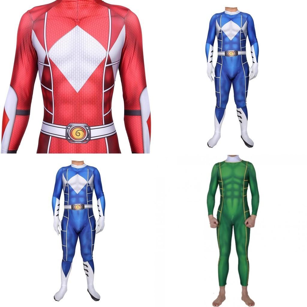 Vibrant Power Rangers Bodysuit Spandex Cosplay Costume For Unisex Kids And Adults
