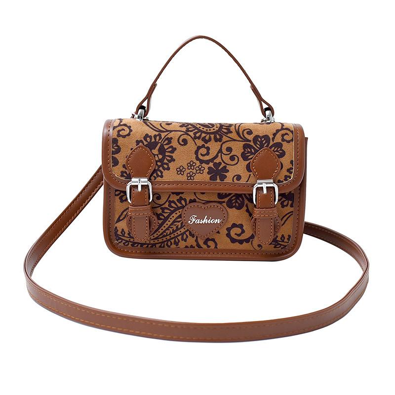 Модная ретро-расцветка, контрастные цвета, женская маленькая квадратная сумка, новая повседневная женская сумка через плечо-мессенджер коричневый