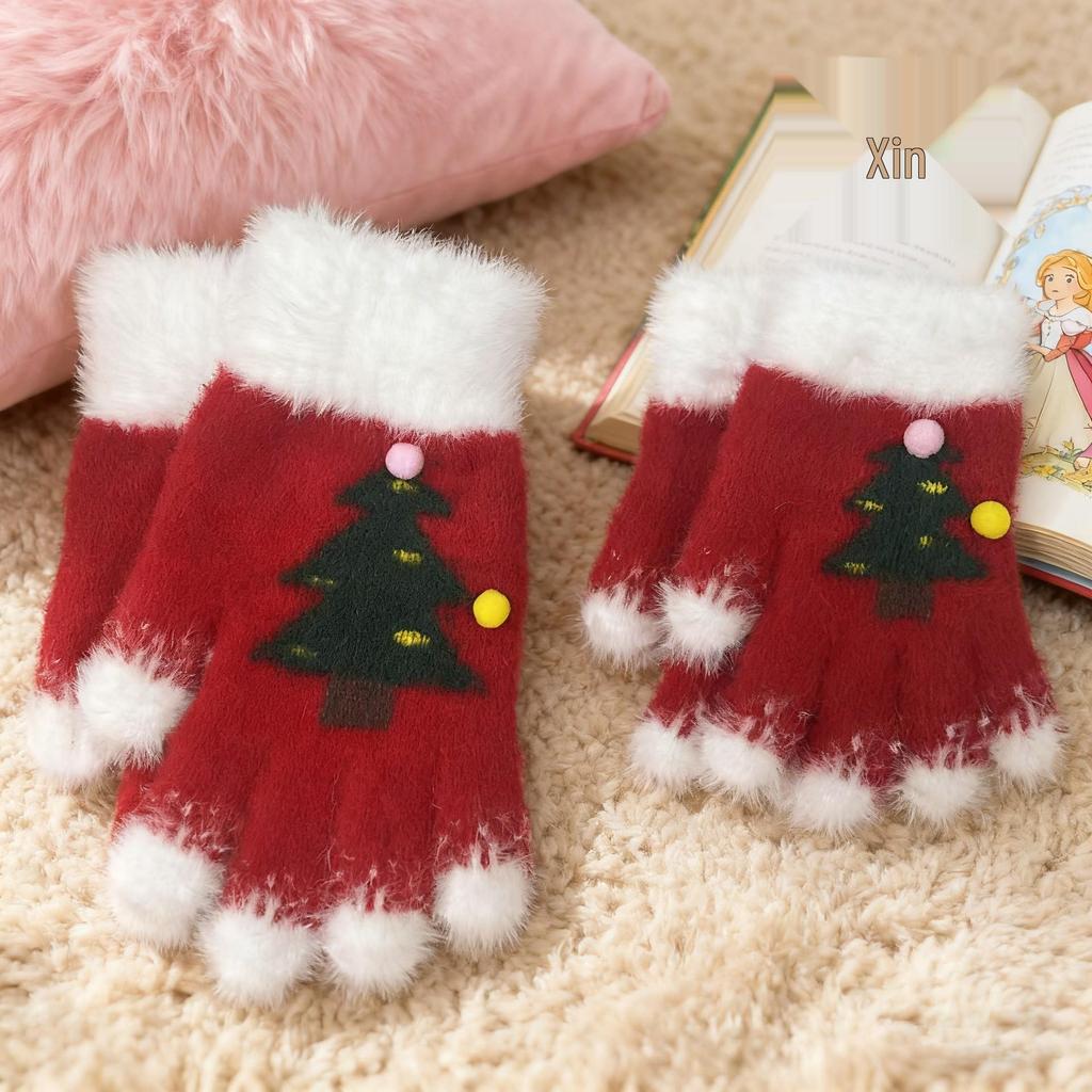 Children's Winter Knitted Touchscreen Gloves - Warm & Cute Fingerless Design for Boys and Girls