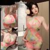 Jiuli Qingchuan Colorful Lingerie Strappy Dress: Sweet Easy-Off Temptation Pajamas with Hip-Hugging Skirt.