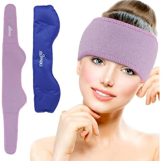 NEWGO Headache Ice Pack Head Wrap for Migraines, FSA Eligible, Cold Pack Head Ice Therapy Wrap for Headache Relief, Tension, Sinus Pain, Chemo, Head фиолетовый