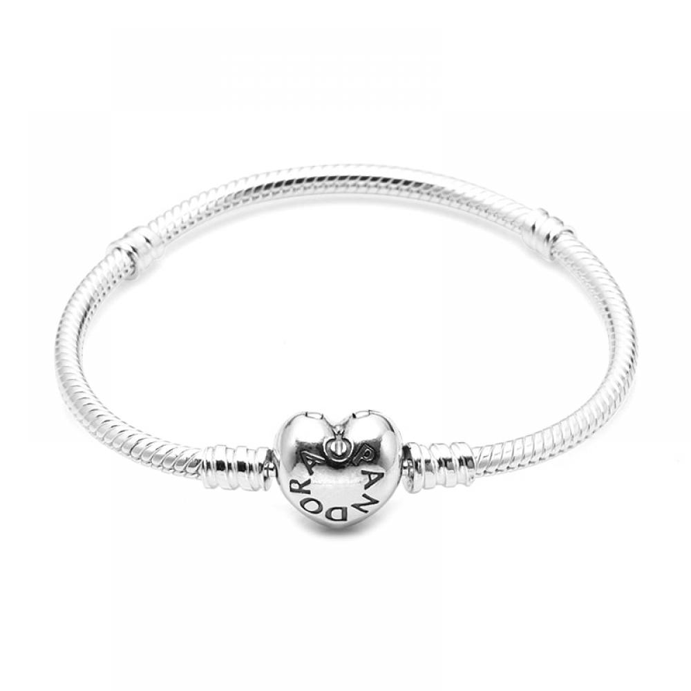 Pandora 590719 Moment Heart Class Snake Chain Silver Bracelet