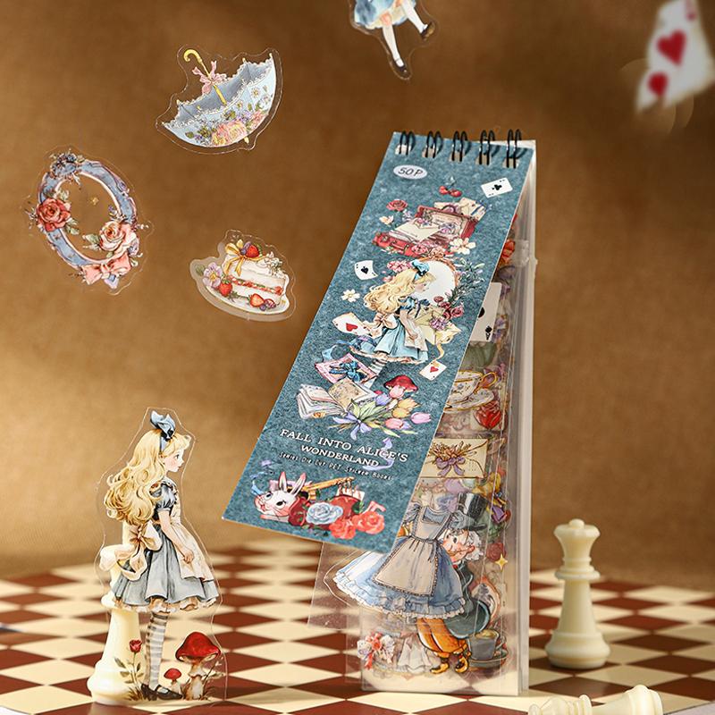 50Sheets/Book Fairy Tale Theme Die-cut PET Sticker Book DIY Journal Supplies for Phone Case Envelope Calendar Cup Decor