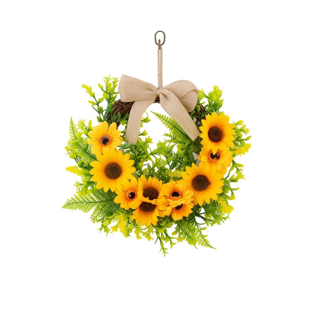 Sunflower Half Circle Wreath for Front Door Wall Decor