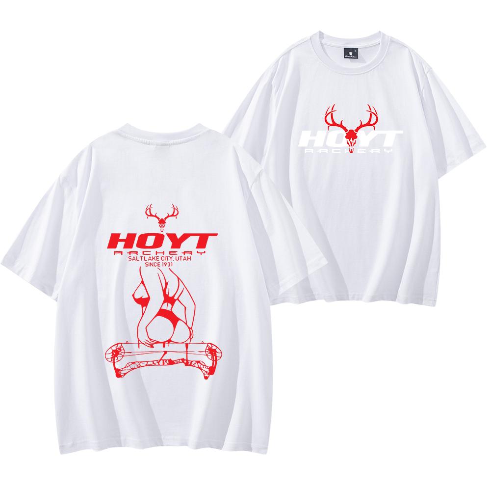 Hoyt Archery Sexy Girl Tričko Unisex Krátký Rukáv Ležérní Bavlněné Tričko Muži Ženy Streetwear Tričko Taktické Vybavení pro Milovníka Lovu