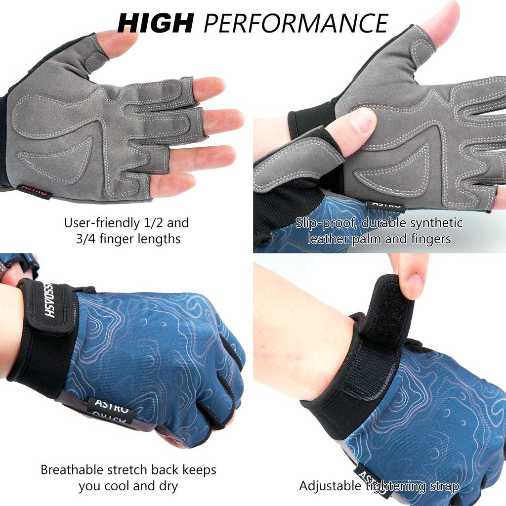 Bassdash ASTRO Fishing Gloves, 5 Cut Fishing Gloves, Breathable, Anti-Slip,