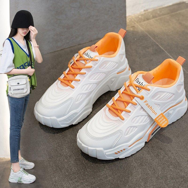 Fashion Women's thick-soled sneakers women's casual dad shoes basket style women's sports mesh lace-up vulcanized shoes