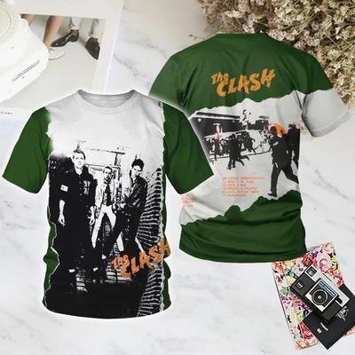 Popular Rock 3D The Clash Print T-shirts Summer New Men Women Hip Hop Trend Short Sleeve Tees Casual Oversized Unisex Streetwear