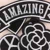 Embroidery Label Badge Boy English Letter Patch Sticker Clothing Accessories Badge Cloth Label Black and White Embroidery Cloth Sticker