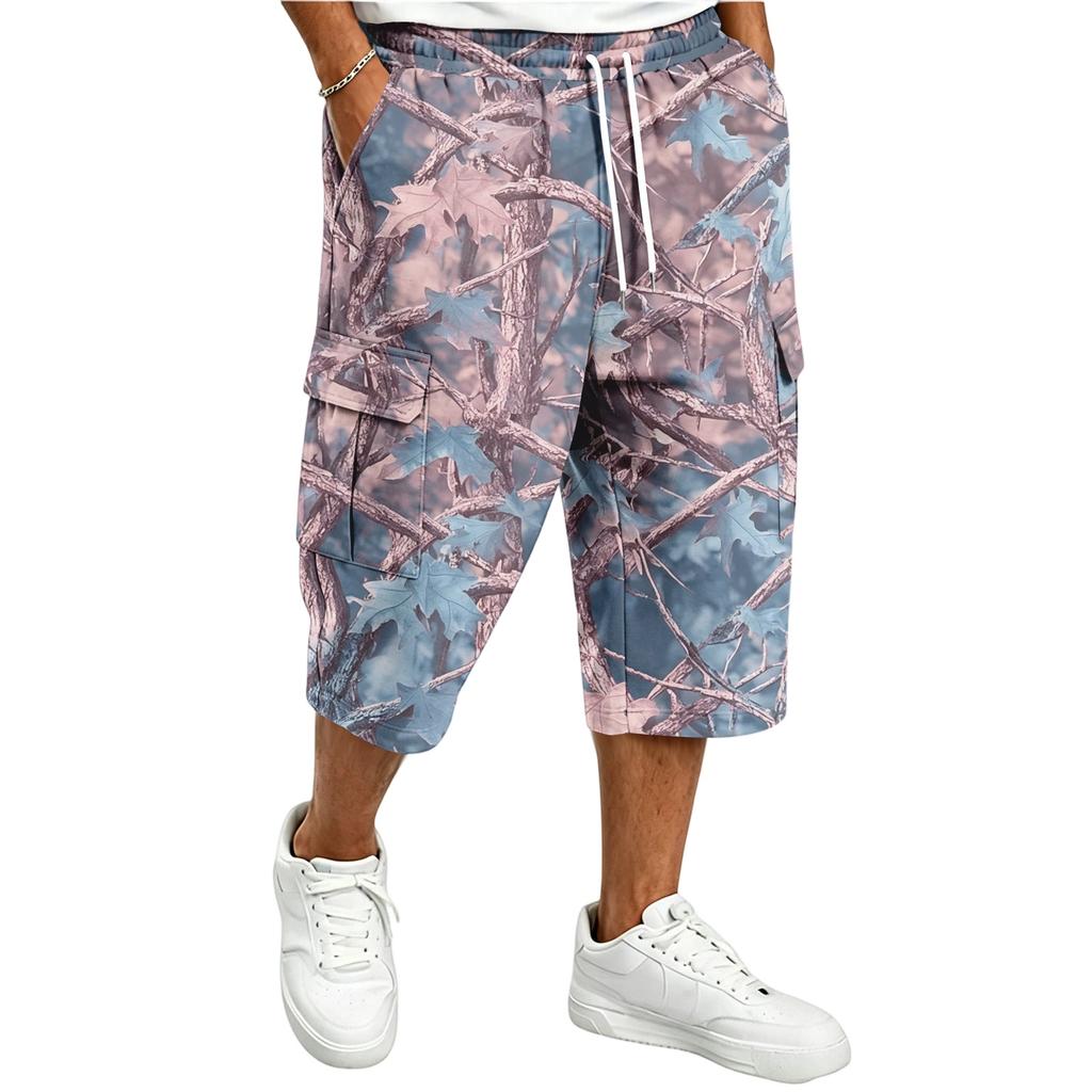 Pantalones Cortos Cargo Casuales para Hombre con Estampado de Camuflaje hasta la Rodilla para Uso Diario al Aire Libre