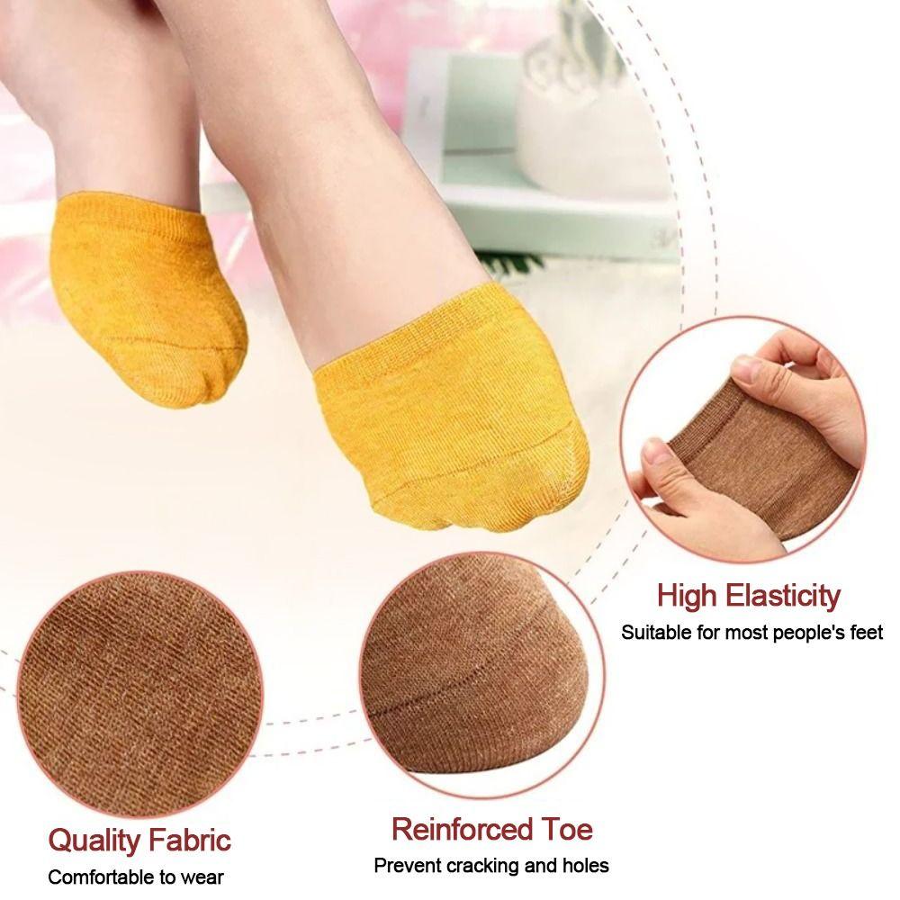 5 Pairs Non-slip Forefoot Socks Candy Colors Half Socks NEW Half Foot Toe Cover Female